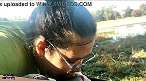 wife giving blowjob at public lake