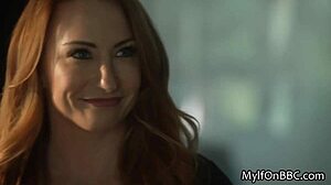 Horny redhead wife gets fucked by big black cock in hardcore action