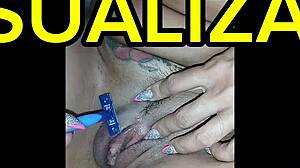 Lenev8 shows off her pierced clit and fucks with toys