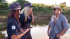 river bitch parody with two slutty cops in wild action.