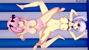 Yagy and Hibari engage in intense lesbian futanari sex with big tits!