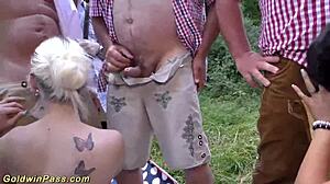 Wild outdoor Oktoberfest turns into extreme fuck party