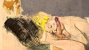 Vintage erotic illustration from retro anime hentai collection