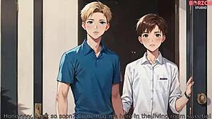 he brought a classmate home for some anime hentai fun with big tits and monster cock