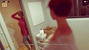 In my pleasure 37, the redhead shows her big tits.