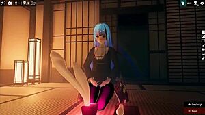 Kadobu weird hentai game pornplay ep 2 futanari girl does footjob to living dildo