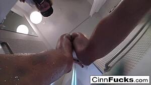 Brunette Pornstar Christiana Glitters Masturbates Nude In Shower And Bathtub