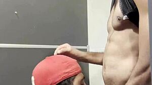I took muscular black guy to gym bathroom for anal attempt