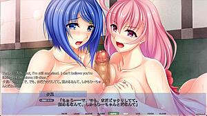 In akumeru family harem route, dual step-sisters titfuck the protagonist