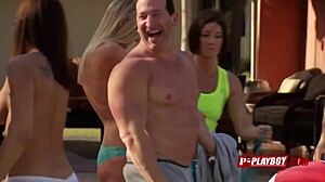 Joe and Kristen start with poolside foreplay among other swinging couples. Things heat up fast.