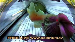 Blonde teen fingers herself publicly.