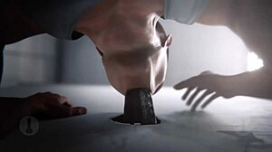 Soldier gets blowjob in army bathroom game animation