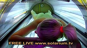 Blonde teen fingers herself publicly.