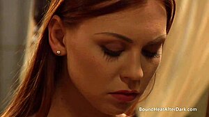 Submissive lesbian slave fingered by strict madame