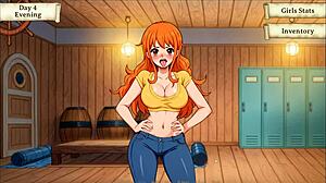 nami is stripping in this hentai game!