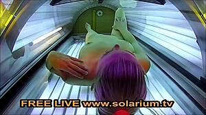 Blonde teen fingers herself publicly.