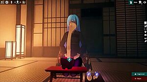 Kadobu weird hentai game pornplay ep 2 futanari girl does footjob to living dildo