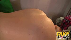 Cute Teen In Pigtails Gets Hard Fuck From Older Hostel Owner In Dorm