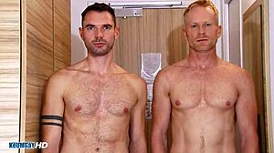 handsome muscled guys with big dick in shower sucking