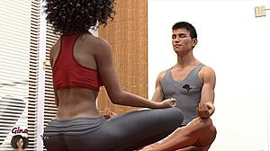 Gorgeous Gina teases pussy in yoga pants for big city thrills