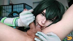 Asui from My Hero Academia begs teacher Aizawa for sloppy blowjob and missionary fucking