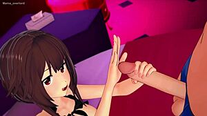 Magician Megumin enjoys a big dick at the love hotel, ready to remove her swimsuit in adult hentai version