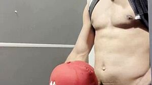 I took muscular black guy to gym bathroom for anal attempt