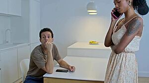 Hot Columbian babe gets surprise visit in apartment by Barbie Rous!