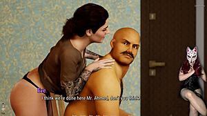 Tales from the Deep Eve 3: Brunette Milf in Corset Gives Rough Handjob to Old Neighbour!