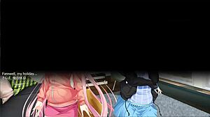 In akumeru family harem route, dual step-sisters titfuck the protagonist