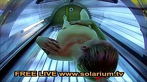 Blonde teen fingers herself publicly.