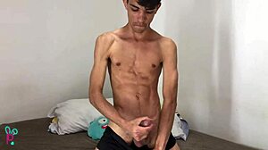 latino with huge cock masturbates watching gay porn!