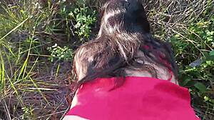 Outdoor sexo with prima showing huge boobs and big ass