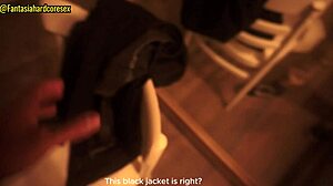 Stepsister sucks my dick after movie, almost caught!