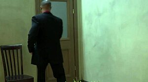 ebony hunk in uniform blows load at office, damn hot!