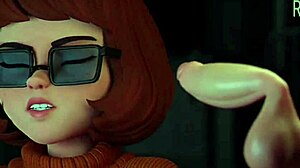 Velma from Scooby-Doo in this 3D cartoon hentai by Redmoa, anime style adventure