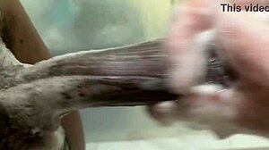 Petite blonde calls brother for towel