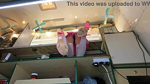 Ever seen a crazy girl flash upskirt at work for quick cash?