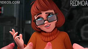 Velma from Scooby-Doo in this 3D cartoon hentai by Redmoa, anime style adventure