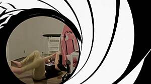 In the secret agent game, she flashes her big tits and gets fucked to be perfect for the fbi