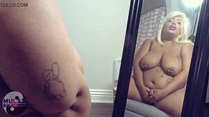 Extreme solo squirt session with ebony in lingerie