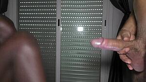 Skinny black girl sucks huge cock, bent over tight pussy, interracial creampie orgasm