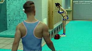 busty 18+ babe gives handjob in public college shower. taboo 3d animated hentai game continues!