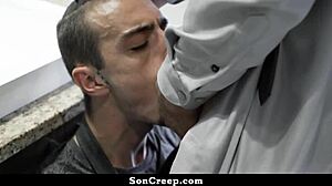 Stepson rides stepdad's cock with wild abandon