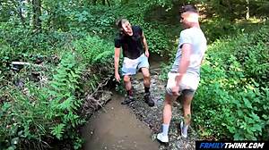 Familytwink step-uncle gets raunchy in nature bareback romp!