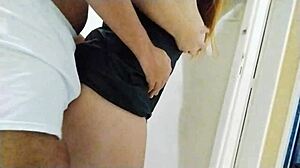 Amateurs grind on nerd in doggy style