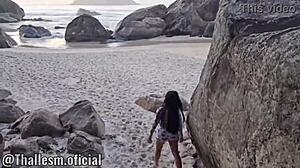 Tattooed Brunette Found on Nudist Beach Sits on My Hard Cock