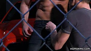 Strong Gay Couple Fucking On Roof Of Red Car