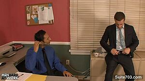 Amazing gay fucking in office butts.