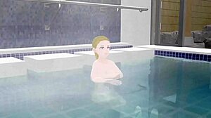 Anime Woman Took A Bath In A Japanese Public Bath【Sento】